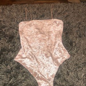 light pink velvet bodysuit